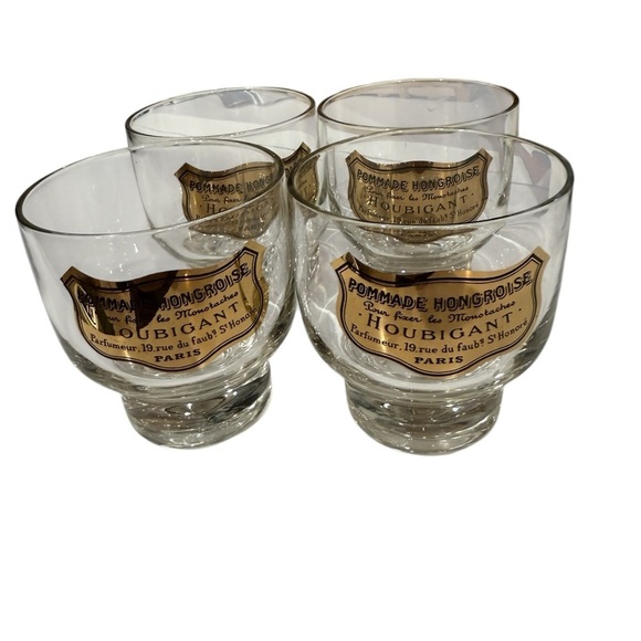 Houbigant Parfumeur Paris Advertisement Cocktail Whiskey Glasses Set of 4 - Picture 1 of 5